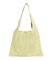 The Ariel II by Bed|Stü is a spacious beige leather shoulder bag featuring a single wide strap, minimal stitching, and small brand tags visible on the front.