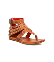 Artemis II by Bed|Stü—classic brown leather gladiator sandal with strappy design, flat sole, ankle buckle, and open toe—shown against a white background.
