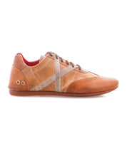 The Bingo II by Bed|Stü is a brown leather sneaker with beige accents, brown laces, and a flat sole featuring an EXTRALIGHT outsole for enhanced comfort, shown in side profile on a white background.