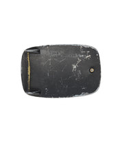 A worn black Bed|Stü 95 Buckle with visible scratches and the text "BEDSTU Buckles... gotta have 'em" rests on a plain white background, capturing the rugged charm of this classic Bed|Stü belt buckle.