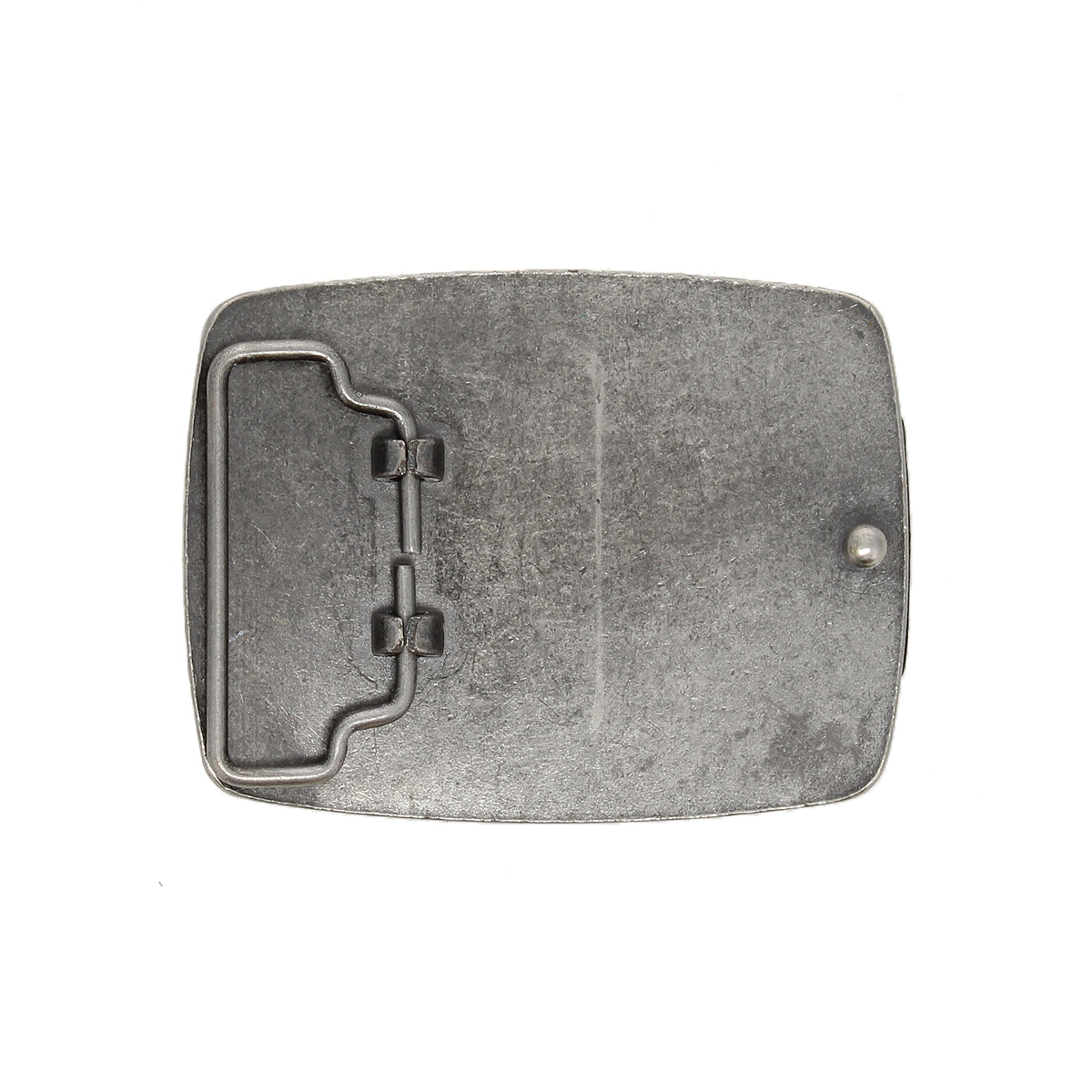 The Bear Buckle by Bed|Stü is a rectangular metal belt buckle featuring a simple latch mechanism on the back, displayed against a white background.