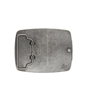 The Bear Buckle by Bed|Stü is a rectangular metal belt buckle featuring a simple latch mechanism on the back, displayed against a white background.