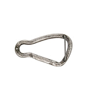 The Bed|Stü Biner Buckle, a metal carabiner-style belt buckle with a textured surface and spring-loaded gate, features an antiqued silver finish and is photographed on a white background.