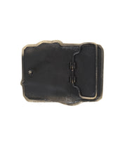 Rectangular and antique-inspired, the Bed|Stü Dragon Buckle is a metal belt buckle featuring a single prong, shown here from the back against a white background. Its intricately sculpted dragon motif adds mythical elegance to this classic accessory.