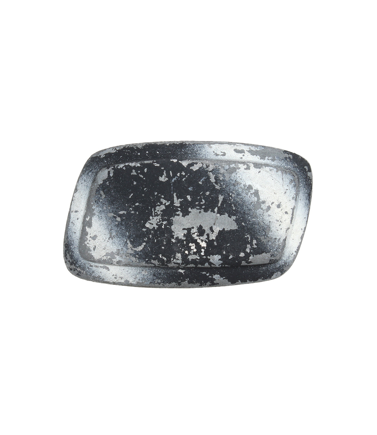 The Bed|Stü Elevate Buckle is a rectangular, vintage-inspired metal tray featuring a distressed, worn surface and rounded corners—evoking the look of a rugged metal belt buckle—displayed against a white background.