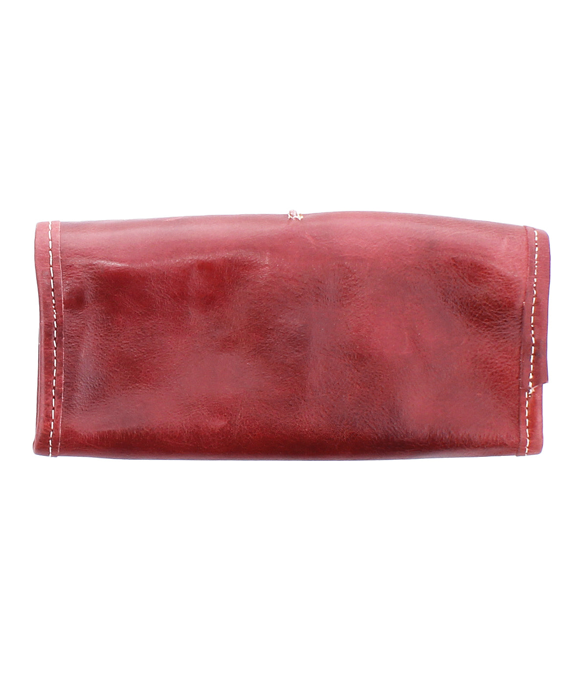 Introducing the Canton by Bed|Stü—a rectangular red leather pouch with visible edge stitching, photographed from the front against a white background. This versatile accessory serves as both a stylish 2-in-1 clutch and wallet.