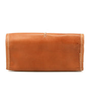 Introducing "Canton" by Bed|Stü: a rectangular brown leather wallet with visible stitching, shown closed and photographed against a white background. This elegant 2-in-1 design effortlessly combines style and functionality.