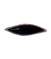 Top view of an empty, open Bed|Stü Chuck brown leather slim wallet with a visible black interior against a white background—an ideal choice for those who appreciate compact card wallet designs for their everyday carry.