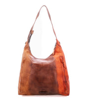 Introducing the Dallas LTC by Bed|Stü—a brown and orange leather shoulder bag with a single strap, featuring a soft, slouchy silhouette and two vertical exterior zippered pockets. This versatile holster bag is perfect for easy access and everyday style.