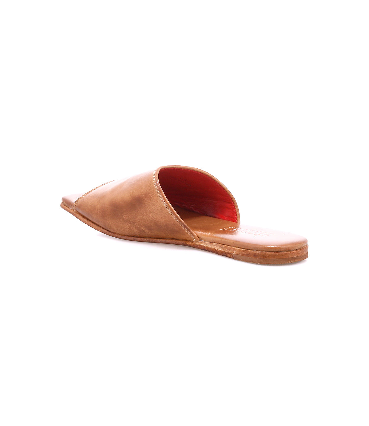 The Bed|Stü Gailee is a single brown leather slide sandal featuring a flat sole, cushioned footbed, and a partially open back, displayed on a white background for a comfortable, easy-to-wear look.
