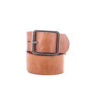 The Bed|Stü Hobo is a rolled brown leather strap belt featuring a square silver metal buckle, shown against a plain white background—an ideal accessory to complement your everyday style.