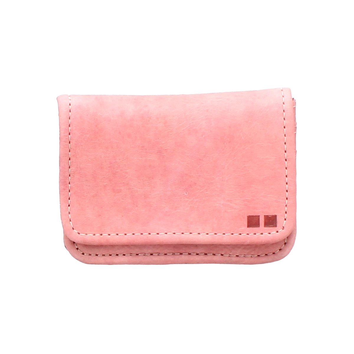 Introducing the Jeor card wallet by Bed|Stü—a compact, rectangular accessory crafted from light pink rustic leather. Its visible stitching and two small square accents in the bottom right corner add a subtle touch of character. Designed with convenient credit card slots, the Jeor wallet perfectly balances thoughtful functionality with an elegant, minimalist style.