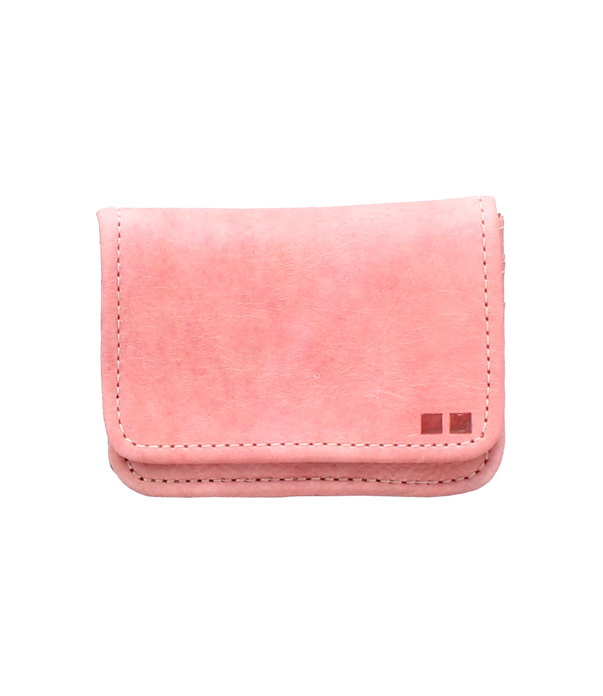 Introducing the Jeor card wallet by Bed|Stü—a compact, rectangular accessory crafted from light pink rustic leather. Its visible stitching and two small square accents in the bottom right corner add a subtle touch of character. Designed with convenient credit card slots, the Jeor wallet perfectly balances thoughtful functionality with an elegant, minimalist style.