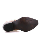 The image shows the brown leather sole of the Bed|Stü Raise Western short boot, with the brand name "Bed|Stü" embossed near the center.