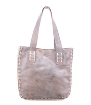 The "Stevie" tote by Bed|Stü features gray leather, double handles, and visible edge stitching—an ideal everyday carryall—pictured against a white background.