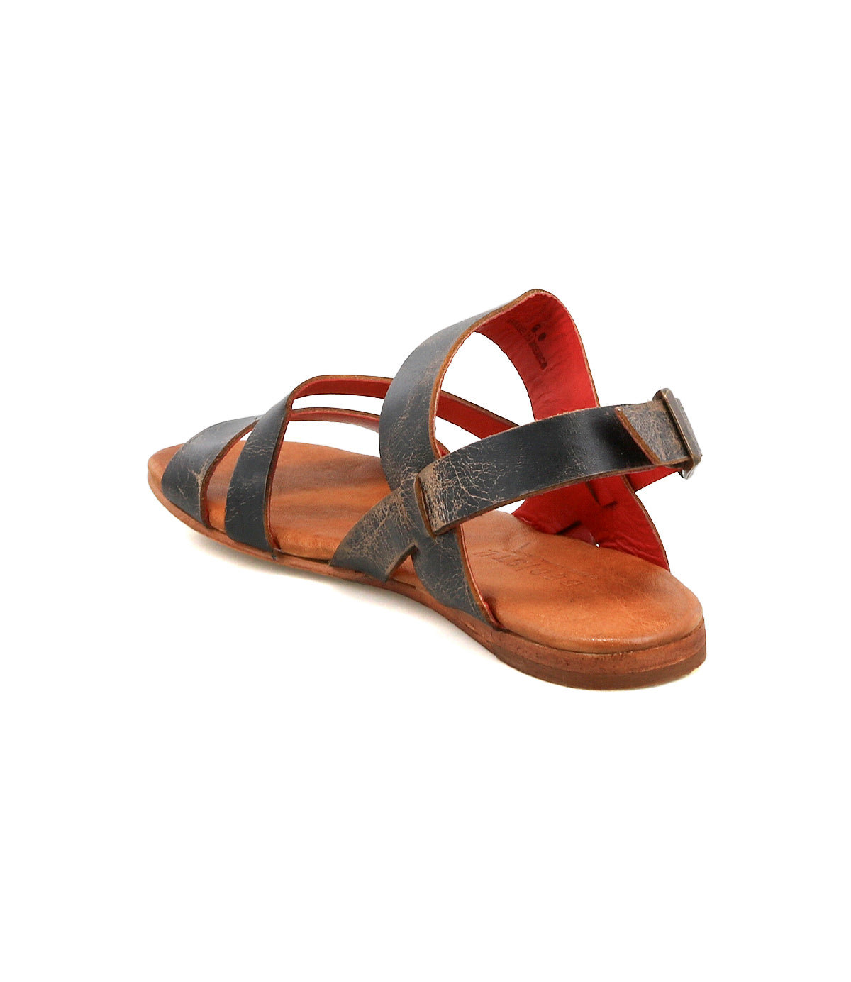 The Bed|Stü Superb sandal features brown leather, multiple straps, an adjustable ankle strap, and a closed heel. Shown from the back on a white background, it’s perfect for everyday wear.