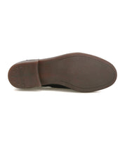The bottom view of the Verrocchio by Bed|Stü showcases its brown handcrafted leather sole, featuring a textured tread, stitched edges, and small round grip details near the heel—designed to provide durability and style for everyday wear.