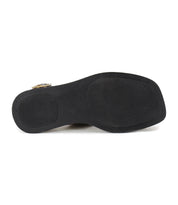 The image displays the black rubber outsole of the Bed|Stü Vice platform sandal, viewed from beneath to showcase its tread pattern and heel area.