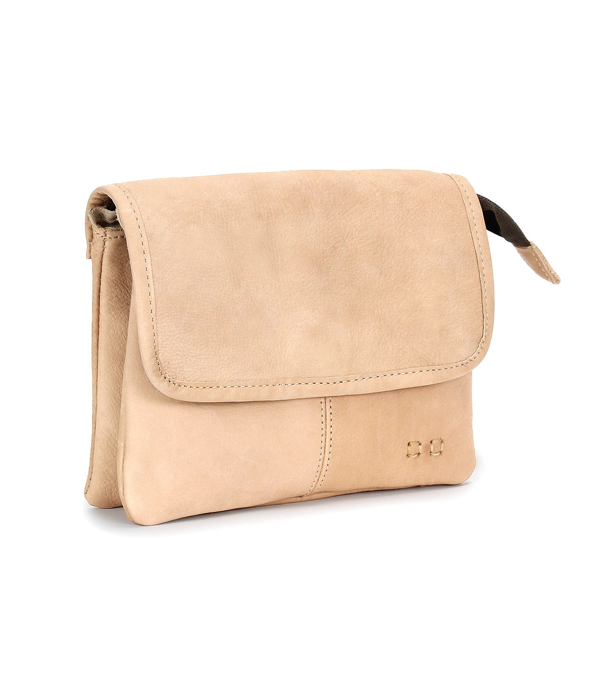 The Ziggy by Bed|Stü is a beige supple leather crossbody bag featuring a flap closure and minimal stitching, displayed on a plain white background.