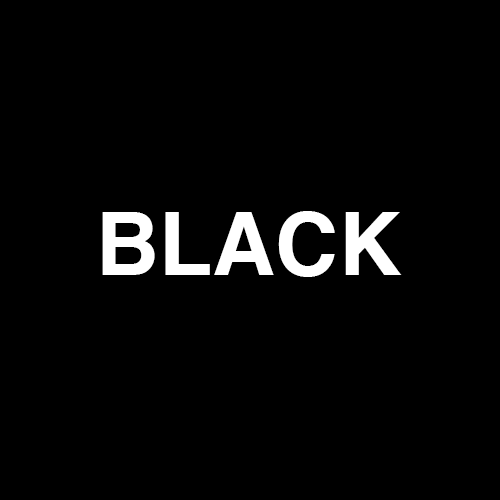 White text in all capital letters spelling "BLACK" is centered on a solid black background—perfect for anyone seeking a bold graphic for customizing the Studio Arlington Body by Bed|Stü.