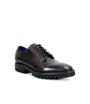A single Carter black leather oxford dress shoe by Bed|Stü, featuring laces, Goodyear welt construction, a rugged outsole, and a low heel, displayed on a white background.