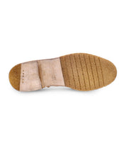 Bottom view of a single Bed|Stü Evade men's suede boot, featuring a textured rubber sole with visible brand and size markings on the heel, highlighting the quality craftsmanship of these handcrafted-in-Italy boots.