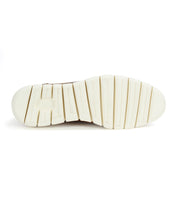 Bottom view of the Bed|Stü Fairman men's sneaker showcasing a white, lightweight rubber sole with evenly spaced horizontal grooves and textured sections for enhanced grip.
