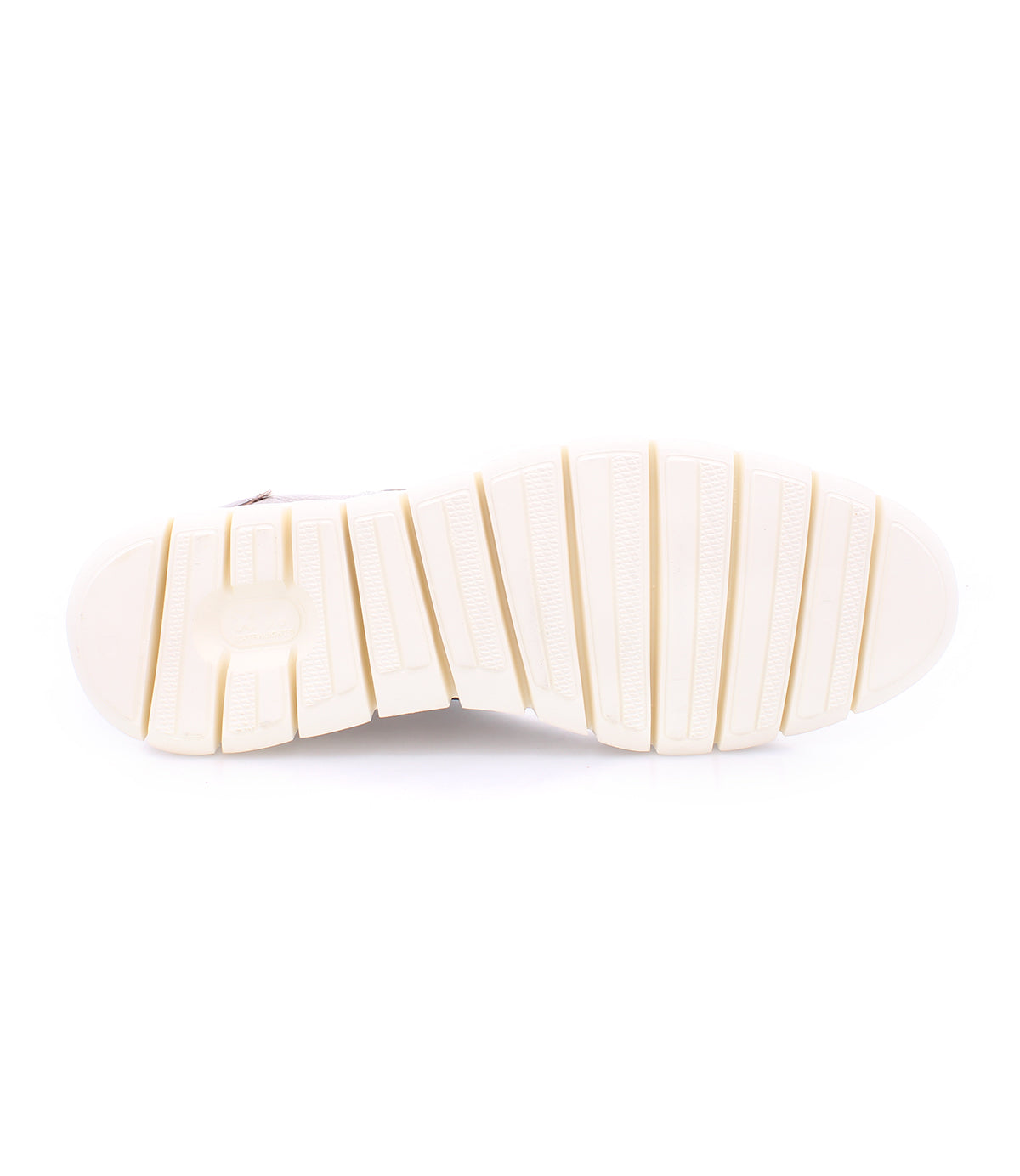 The Fairman men's sneaker by Bed|Stü features a white rubber sole with thick horizontal treads, shown from the bottom against a plain white background—the lightweight design ensures all-day comfort.