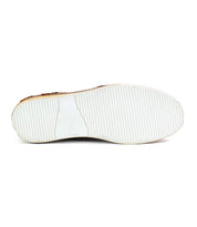 The image shows the bottom view of the Bed|Stü Formation shoe, featuring a white, ribbed rubber sole against a plain white background, which evokes the classic design elements of vintage court sneakers with their distinctive high-top silhouette.