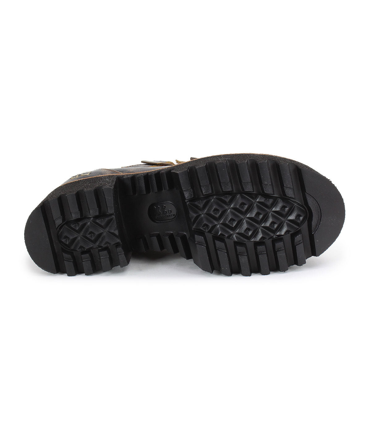 Close-up of the underside of the Bed|Stü Gear women's shoe, highlighting its black XL Extralight sole with a rugged, textured tread pattern.