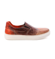 Harry slip-on sneaker by Bed|Stü in brown hand-dyed leather, featuring a lightweight outsole and white rubber sole, shown in a side view against a plain white background.