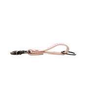 The Bed|Stü Keygrab is a tan full grain leather keychain featuring a looped design, metal keyring, and swivel clip clasp, shown on a white background.